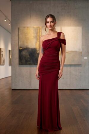 Vestido Drapeado Burdeos